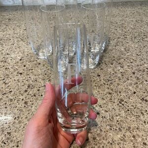 Monogram Stemless Champagne Flutes 
Etched Monogram P